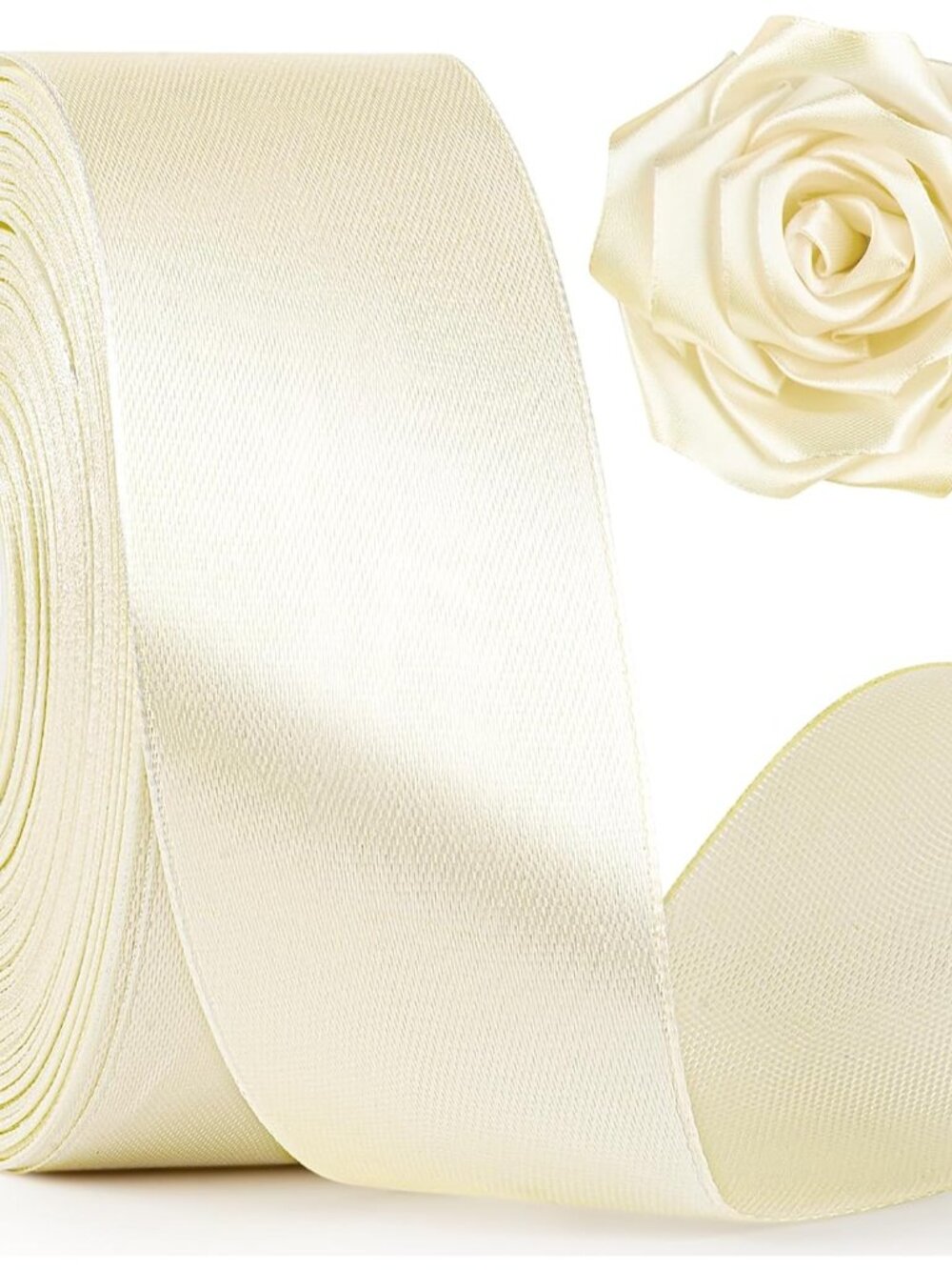 Ivory Satin Ribbon, 1-1/2 Inch, 50 Yards